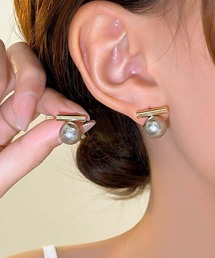 両耳用 ゴールド×パールピアス