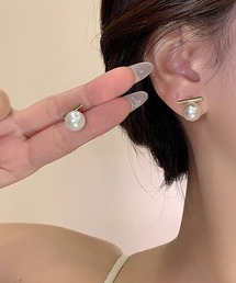 両耳用 ゴールド×パールピアス