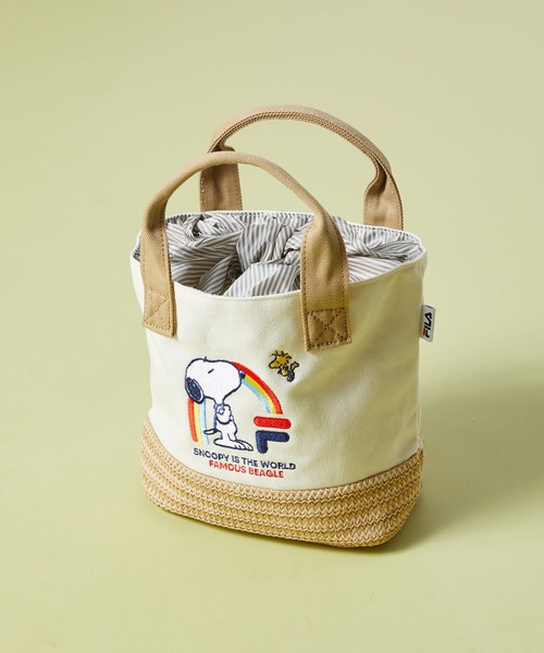 PEANUTS(ピーナッツ)の「【FILA】PEANUTS キャンバスコンビかごミニトートバッグ/ピーナッツ/コラボ(トートバッグ・レディース・サックスブルー/ネイビー/ベージュ・FREE)」の2枚目の写真