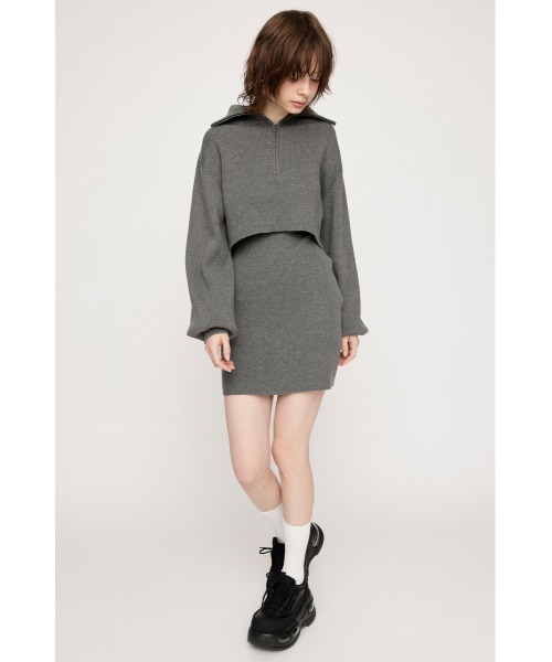 SLY（スライ）の「BIG COLLOR ZIP UP 2P S/OP ビッグカラー ジップアップ 2ピー ショート ワンピース（ワンピース・レディース・ブラック/ブルー/杢グレー・1/2）」の4枚目の写真