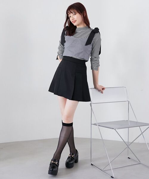 MAJESTIC LEGON(マジェスティックレゴン)の「ビスチェセットパワショルブラウス(シャツ/ブラウス・レディース・ブラック/ベージュ/グレー・MEDIUM)」の7枚目の写真