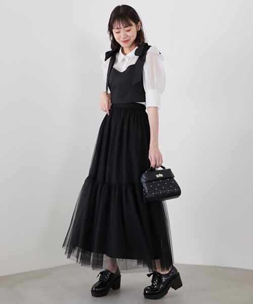 MAJESTIC LEGON(マジェスティックレゴン)の「ビスチェセットパワショルブラウス(シャツ/ブラウス・レディース・ブラック/ベージュ/グレー・MEDIUM)」の12枚目の写真
