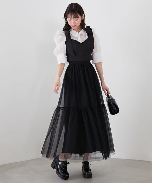MAJESTIC LEGON(マジェスティックレゴン)の「ビスチェセットパワショルブラウス(シャツ/ブラウス・レディース・ブラック/ベージュ/グレー・MEDIUM)」の13枚目の写真