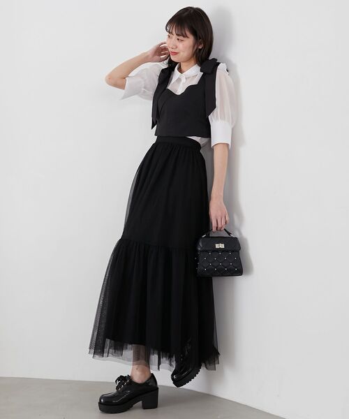 MAJESTIC LEGON(マジェスティックレゴン)の「ビスチェセットパワショルブラウス(シャツ/ブラウス・レディース・ブラック/ベージュ/グレー・MEDIUM)」の14枚目の写真