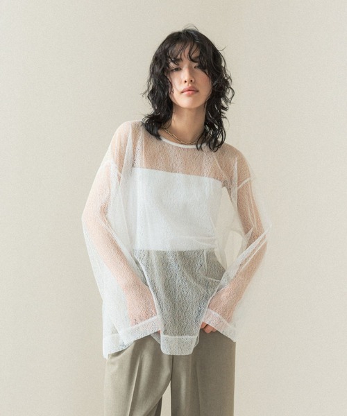 LEPSIM（レプシィム）の「【FOR I SERIES】メッシュブラウス　110823（シャツ/ブラウス・レディース・オフホワイト/ブラック/ブルー・FREE）」の2枚目の写真