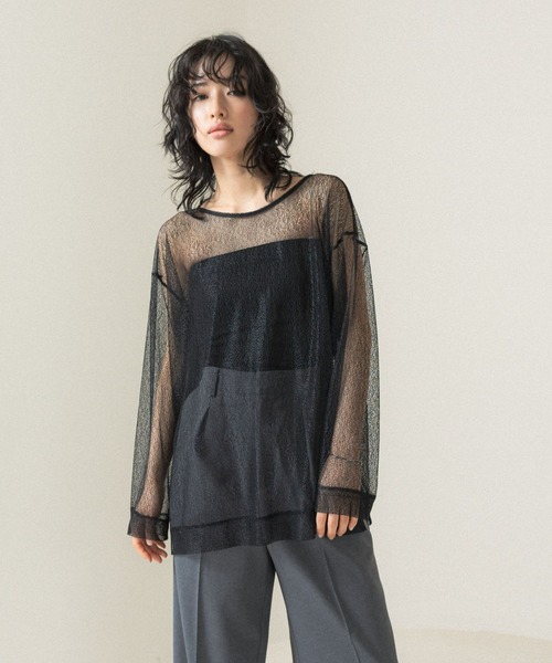 LEPSIM（レプシィム）の「【FOR I SERIES】メッシュブラウス　110823（シャツ/ブラウス・レディース・オフホワイト/ブラック/ブルー・FREE）」の3枚目の写真