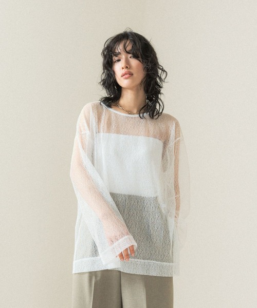 LEPSIM（レプシィム）の「【FOR I SERIES】メッシュブラウス　110823（シャツ/ブラウス・レディース・オフホワイト/ブラック/ブルー・FREE）」の7枚目の写真