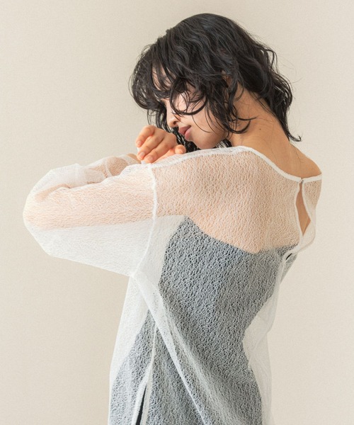 LEPSIM（レプシィム）の「【FOR I SERIES】メッシュブラウス　110823（シャツ/ブラウス・レディース・オフホワイト/ブラック/ブルー・FREE）」の16枚目の写真
