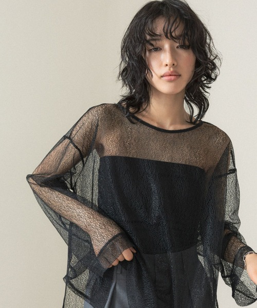 LEPSIM（レプシィム）の「【FOR I SERIES】メッシュブラウス　110823（シャツ/ブラウス・レディース・オフホワイト/ブラック/ブルー・FREE）」の21枚目の写真