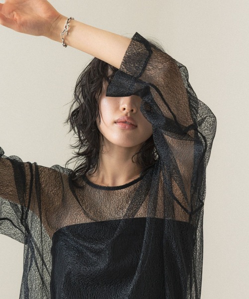 LEPSIM（レプシィム）の「【FOR I SERIES】メッシュブラウス　110823（シャツ/ブラウス・レディース・オフホワイト/ブラック/ブルー・FREE）」の22枚目の写真