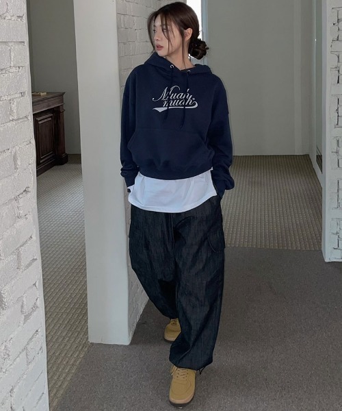 muahmuah(ムーアムーア)の「A'GEM/9 × .kom 『muah muah/ムーアムーア』 MUAH AUTHENTIC REGULAR FIT HOODIE/オーセンティックパーカー(パーカー・レディース・グレー/ブラック/ネイビー/アイボリー・FREE)」の15枚目の写真