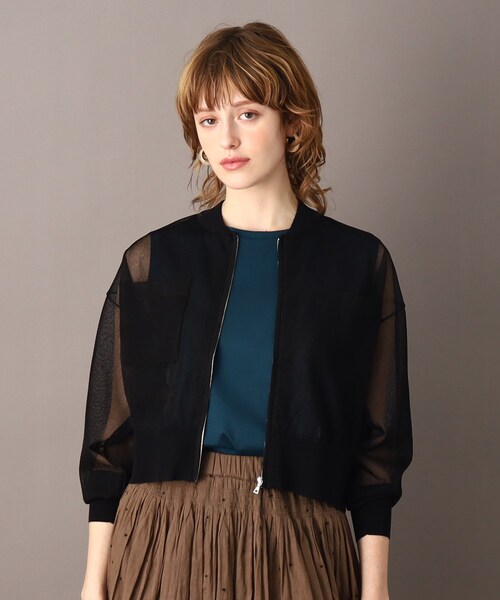 DRESSTERIOR（ドレステリア）の「シアーニットブルゾン（ブルゾン・レディース・ナチュラル/ブラック・34/36/38）」の2枚目の写真