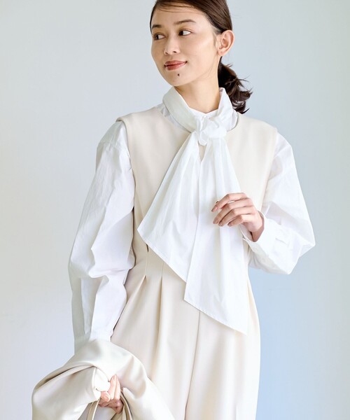 coen(コーエン)の「【RONEL】タイプライター2wayボウタイシャツ(シャツ/ブラウス・レディース・ロイヤルブルー/オフホワイト・M/S)」の2枚目の写真