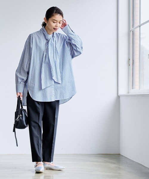 coen(コーエン)の「【RONEL】タイプライター2wayボウタイシャツ(シャツ/ブラウス・レディース・ロイヤルブルー/オフホワイト・M/S)」の14枚目の写真