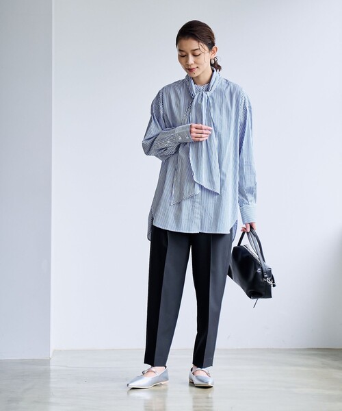 coen(コーエン)の「【RONEL】タイプライター2wayボウタイシャツ(シャツ/ブラウス・レディース・ロイヤルブルー/オフホワイト・M/S)」の17枚目の写真