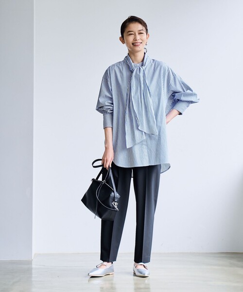 coen(コーエン)の「【RONEL】タイプライター2wayボウタイシャツ(シャツ/ブラウス・レディース・ロイヤルブルー/オフホワイト・M/S)」の18枚目の写真