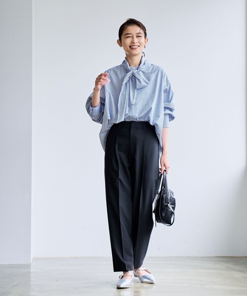 coen(コーエン)の「【RONEL】タイプライター2wayボウタイシャツ(シャツ/ブラウス・レディース・ロイヤルブルー/オフホワイト・M/S)」の19枚目の写真