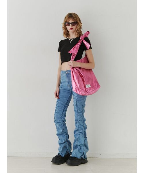 jouetie(ジュエティ)の「メタリックリボントートBAG(トートバッグ・レディース・パープル/ブラック/ゴールド/シルバー/ピンク・FREE)」の6枚目の写真