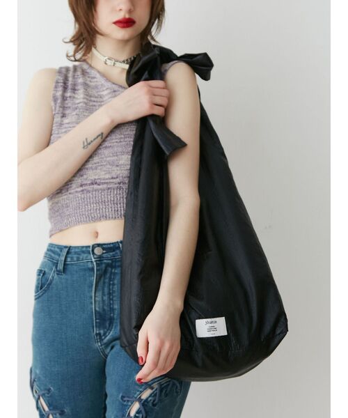 jouetie(ジュエティ)の「メタリックリボントートBAG(トートバッグ・レディース・パープル/ブラック/ゴールド/シルバー/ピンク・FREE)」の8枚目の写真