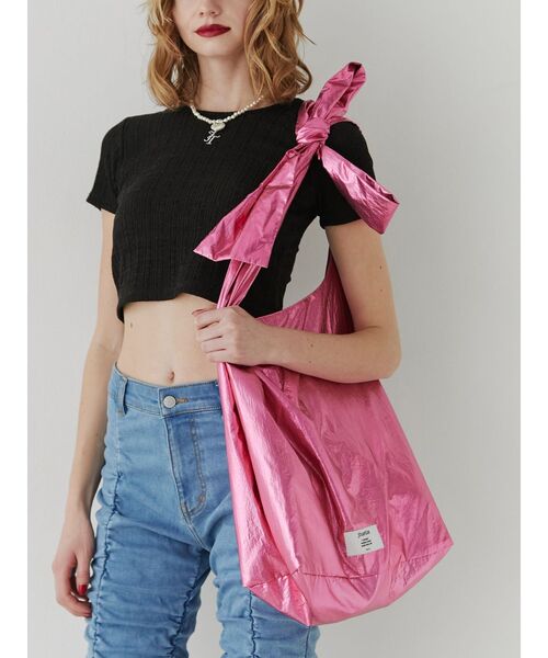 jouetie(ジュエティ)の「メタリックリボントートBAG(トートバッグ・レディース・パープル/ブラック/ゴールド/シルバー/ピンク・FREE)」の14枚目の写真