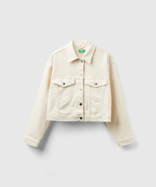 BENETTON (UNITED COLORS OF BENETTON)（ベネトンユナイテッドカラーズオブベネトン）の「花柄刺繍デニムジャケット（デニムジャケット・レディース・ホワイト・SMALL/MEDIUM/X-SMALL/XX-SMALL）」の6枚目の写真