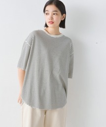 リブ裾ラウンドプルオーバー半袖