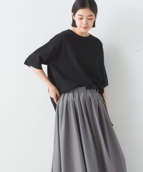 OMNES(オムネス)の「リブ裾ラウンドプルオーバー半袖(Tシャツ/カットソー・レディース・アイボリー/ブラック/ホワイト系その他/ラベンダー・FREE)」の15枚目の写真