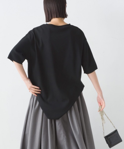 OMNES(オムネス)の「リブ裾ラウンドプルオーバー半袖(Tシャツ/カットソー・レディース・アイボリー/ブラック/ホワイト系その他/ラベンダー・FREE)」の17枚目の写真