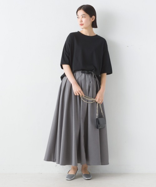 OMNES(オムネス)の「リブ裾ラウンドプルオーバー半袖(Tシャツ/カットソー・レディース・アイボリー/ブラック/ホワイト系その他/ラベンダー・FREE)」の18枚目の写真