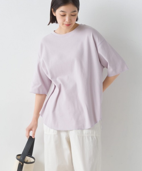 OMNES(オムネス)の「リブ裾ラウンドプルオーバー半袖(Tシャツ/カットソー・レディース・アイボリー/ブラック/ホワイト系その他/ラベンダー・FREE)」の20枚目の写真