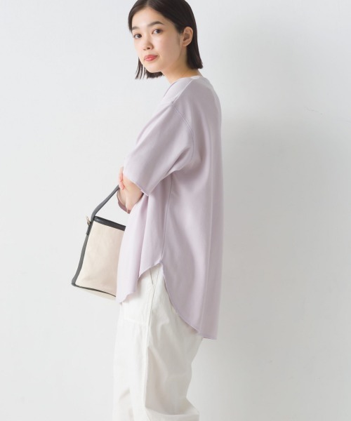 OMNES(オムネス)の「リブ裾ラウンドプルオーバー半袖(Tシャツ/カットソー・レディース・アイボリー/ブラック/ホワイト系その他/ラベンダー・FREE)」の21枚目の写真