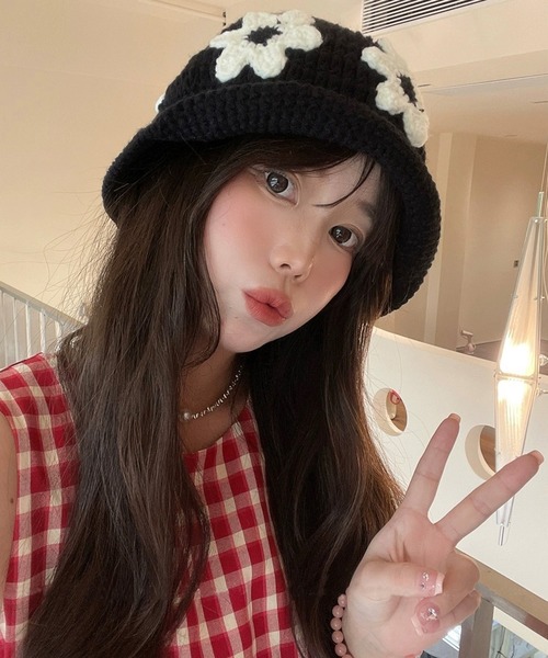 shopnikoniko(ショップニコニコ)の「フラワーデザイン クロシェハット バケットハット 韓国(ハット・レディース・ブラウン/ブラック/ホワイト・フリー)」の14枚目の写真