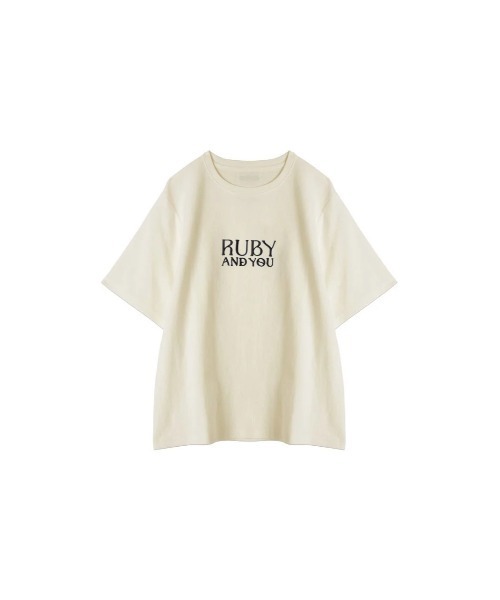 RUBY AND YOU（ルビーアンドユー）の「RUBYロゴエンブロイダリーTシャツ（Tシャツ/カットソー・レディース・ナチュラル/ブラック/アイボリー・FREE）」の2枚目の写真