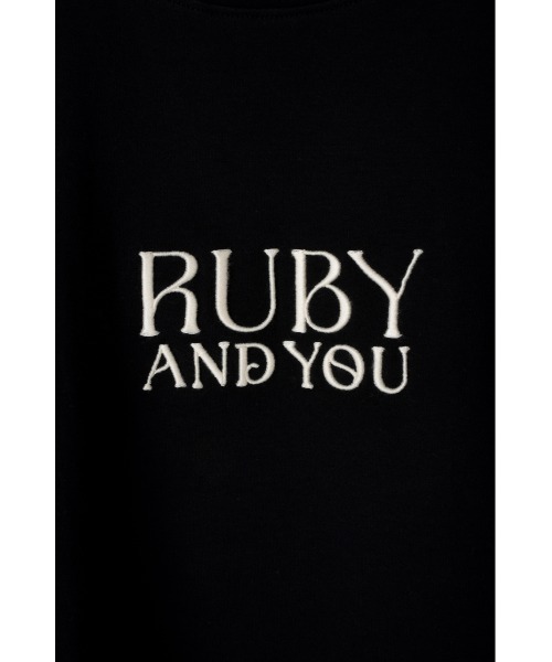 RUBY AND YOU（ルビーアンドユー）の「RUBYロゴエンブロイダリーTシャツ（Tシャツ/カットソー・レディース・ナチュラル/ブラック/アイボリー・FREE）」の4枚目の写真