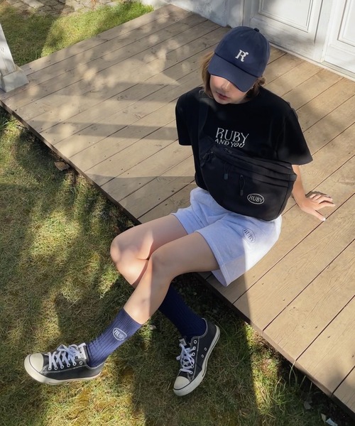 RUBY AND YOU（ルビーアンドユー）の「RUBYロゴエンブロイダリーTシャツ（Tシャツ/カットソー・レディース・ナチュラル/ブラック/アイボリー・FREE）」の9枚目の写真