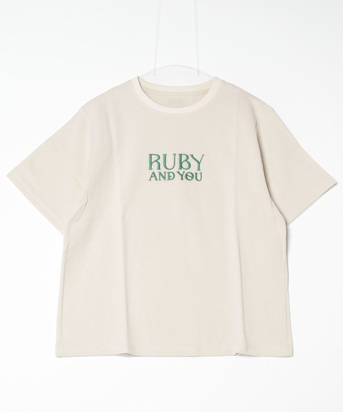 RUBY AND YOU（ルビーアンドユー）の「RUBYロゴエンブロイダリーTシャツ（Tシャツ/カットソー・レディース・ナチュラル/ブラック/アイボリー・FREE）」の16枚目の写真