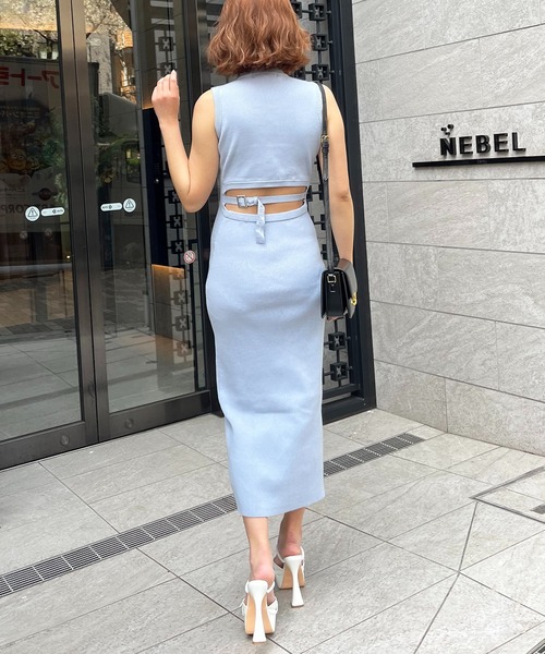 SPIRALGIRL(スパイラルガール)の「バックオープンベルトスリットワンピース(ワンピース・レディース・ブルー/ブラック/ライトグレー・FREE)」の17枚目の写真