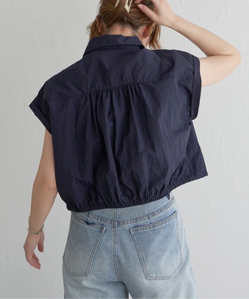 notch.（ノッチ）の「フレンチスリーブショートシャツ（シャツ/ブラウス・レディース・ネイビー/オフホワイト・M）」の22枚目の写真