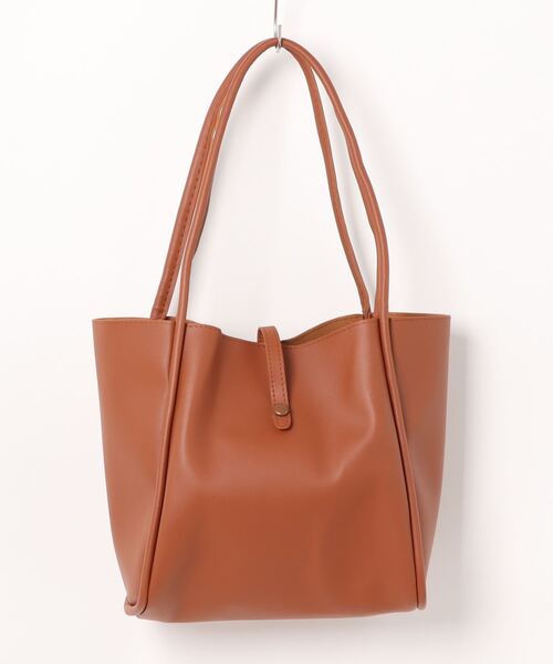 STYLEBLOCK(スタイルブロック)の「ポーチ付きレザー調トートバッグ(トートバッグ・レディース・ライトブラウン/カーキ/ブラック/ダークブラウン・FREE)」の14枚目の写真