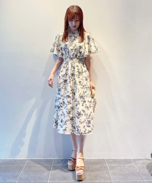 3WAY襟ワンピース フレアヘム ケープ 花柄 ミモレ 韓国系 g3004 GI5786EW01630_fw_thumbM.jpg