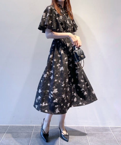 NOMAE（ノーマエ）の「フレアケープスリーブ花柄ワンピース（ワンピース・レディース・ピンク/アイボリー/ブラック・FREE）」の18枚目の写真