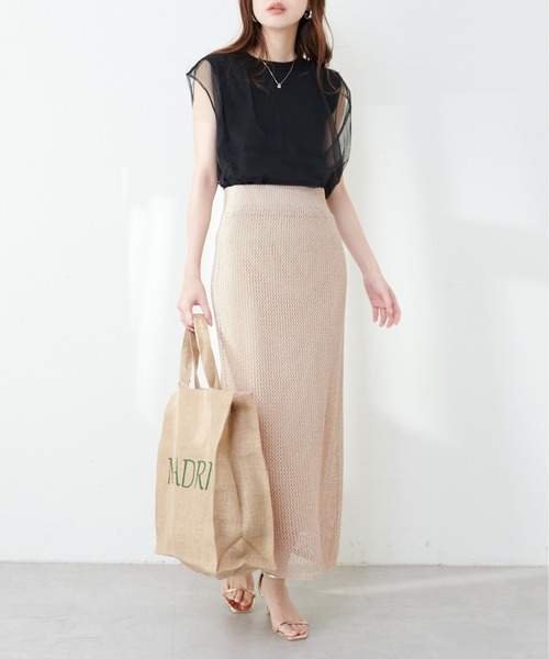 メッシュレースニットスカート