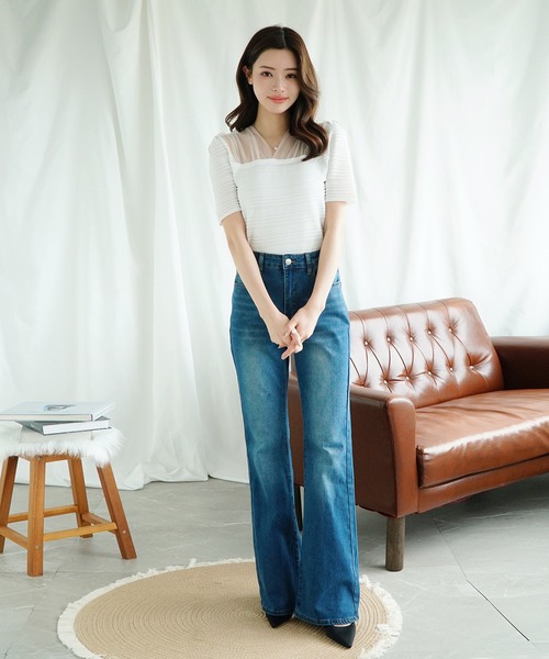Jasmine Grandiflorum（ジャスミングランディフローラム）の「【Jasmine】チュール切り替えトップス (SS)（Tシャツ/カットソー・レディース・ブラック/ホワイト・FREE）」の9枚目の写真