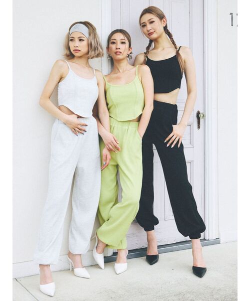 GYDA（ジェイダ）の「front roundワッフルビスチェ（キャミソール・レディース・ブラック/ライトグレー/ライム・FREE）」の20枚目の写真