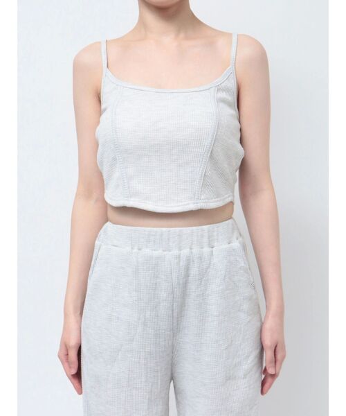 GYDA（ジェイダ）の「front roundワッフルビスチェ（キャミソール・レディース・ブラック/ライトグレー/ライム・FREE）」の8枚目の写真