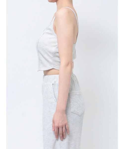 GYDA（ジェイダ）の「front roundワッフルビスチェ（キャミソール・レディース・ブラック/ライトグレー/ライム・FREE）」の9枚目の写真