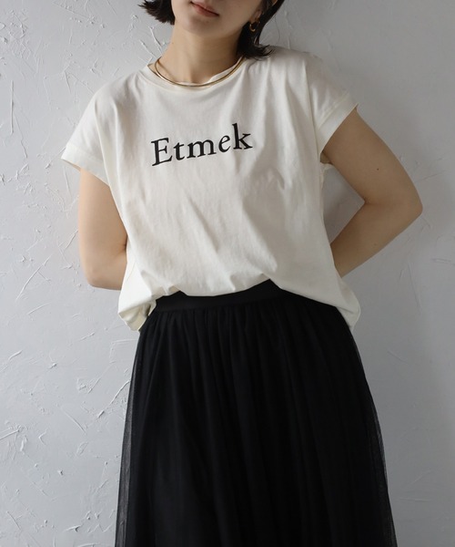 Bonjour Sagan(ボンジュールサガン)の「EtmekロゴTシャツ(Tシャツ/カットソー・レディース・アイボリー/ブラック・FREE)」の2枚目の写真