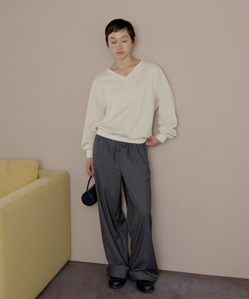 loose v-neck sweatshirt / ルーズVネックスウェットシャツ