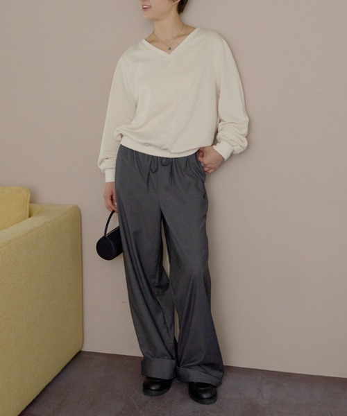 トレーナー スウェット loose v-neck sweatshirt / ルーズVネックスウェットシャツ レディース GIUNON トレーナー スウェット loose v-neck sweatshirt