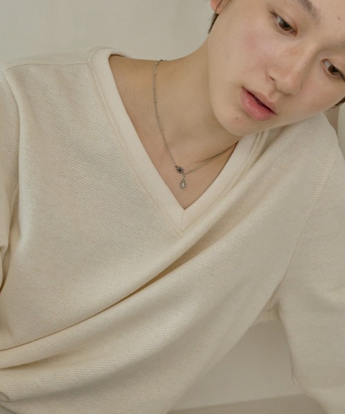 トレーナー スウェット loose v-neck sweatshirt / ルーズVネックスウェットシャツ レディース GIUNON トレーナー スウェット loose v-neck sweatshirt